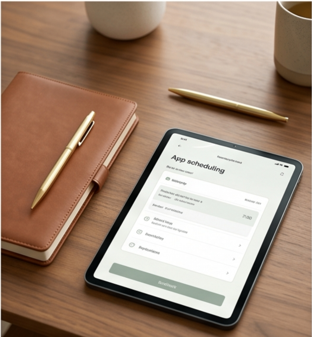 Agenda em tablet sobre a mesa